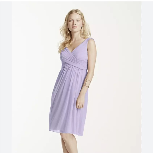 David’s Bridal Cowl Back Mesh Bridesmaid Dress Size 20 Pink - Picture 9 of 11